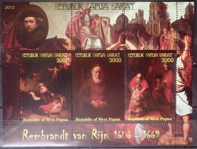 Папуа Западное 2013, Рембрандт, ЖИВОПИСЬ, ИСКУССТВО, блок,  -210.JPG