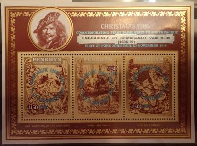 Пенрин живопись Рембрандт рождество 1986 MNH надпечатка визит Иоанна Павла II -120.JPG