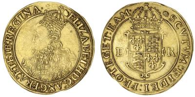 3. Elizabeth I (1558-1603), Sixth Issue, Crown Gold, Pound, 1592-1595, Tower...jpg