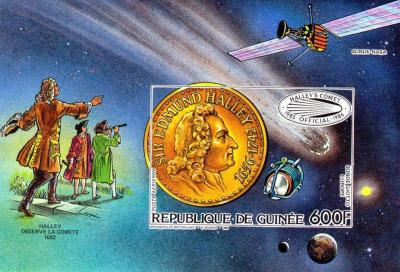 Гвинея 1986 Halleyscher Komet Imperforate SS. Scott No 990, Yvert No BF64-1100.jpg