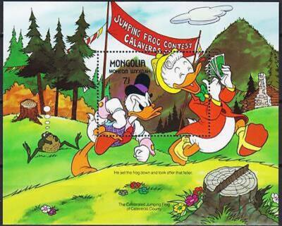 Mongolie 1987 Disney Mark Twain Donald Duck Frog Cartoons Stories m s MNH.jpg