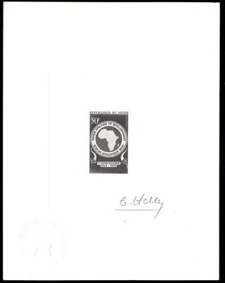 NIGER(1969) Map of Africa. Die proof in black signed by the engraver HALEY-8000.jpg