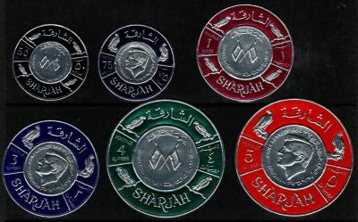 Sharjah 1966 Mi 310-315 Kennedy revalued set MNH-1950.jpg