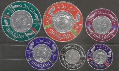 Sharjah 1966 Mi 310-315 Kennedy revalued set MNH-2500.jpg