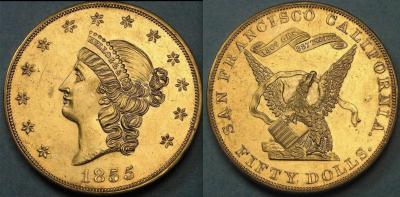 США, Kellogg & Co.,50 долларов 1855. в Смитсоновском институте.jpeg
