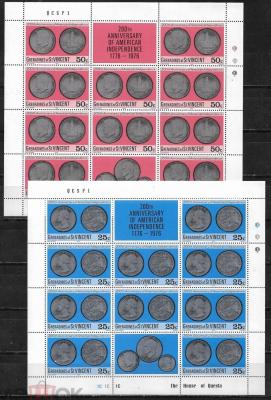 Сент Винсент и Гренадины, 1976, 200 лет американской независимости, Монеты, 3 малых листа-260.jpg